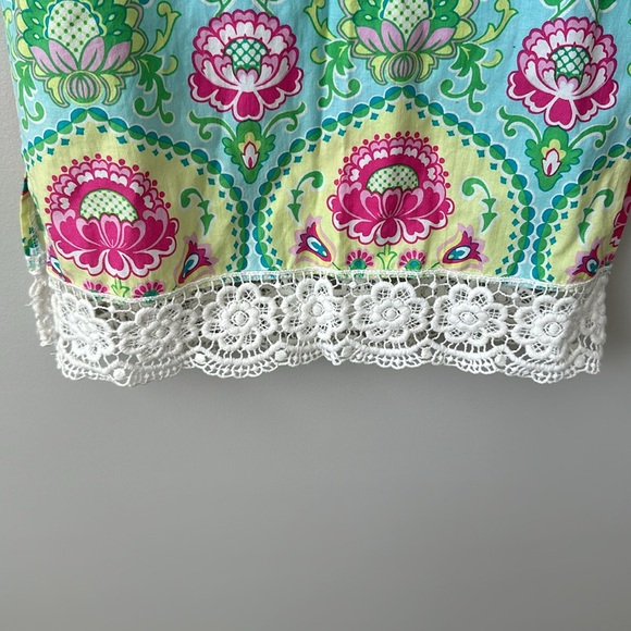 Girls Peaches ‘n Cream Floral Lace Trimmed Tunic Top 6x - Picture 6 of 8